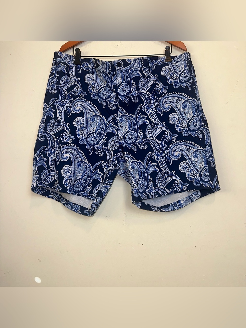 Polo Ralph Lauren Shorts Men's 40 Blue Paisley Stretch Straight Fit Golf Preppy